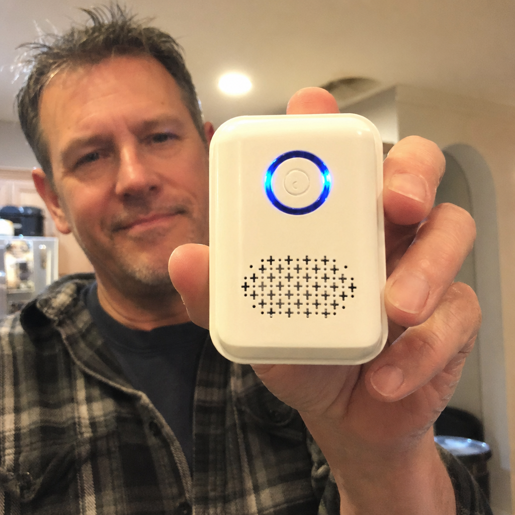 Customer holding the Breezr device